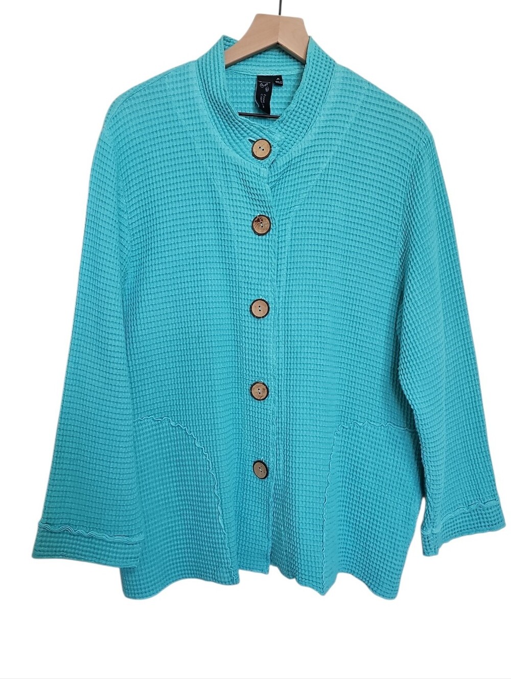 FOCUS CASUAL LIFE WAFFLE KNIT LIGHTWEIGHT CARDIGAN/JACKET